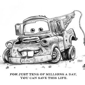 Auto Bailout Cartoon Signed by Artist Print, Southworth Heavy Linen Paper