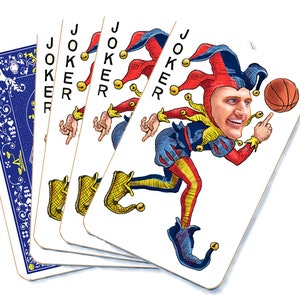 Jeu de 10 cartes The Joker - Illustration des Denver Nuggets Nikola Jokic - Cartes à jouer en lin véritable avec coins arrondis