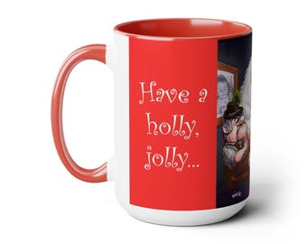 Personaggi delle feste preferiti Biglietti di Natale Bicolore, Tazze da caffè adatte al microonde e alla lavastoviglie, 15 once