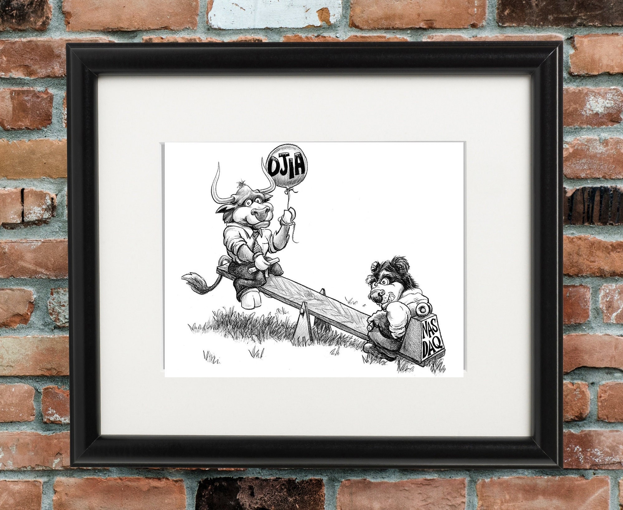 Bull 'n Bear Seesaw Stock Market Cartoon Signed by Artist - Etsy Bull 'n Bear Seesaw Stock Market Cartoon Signed by Artist - Etsy