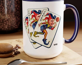 3x MVP Jokic Joker Basket bicolore, tazze da caffè adatte al microonde e alla lavastoviglie, 15 once