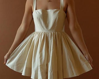 The Mathilde Romper Dress in Natural