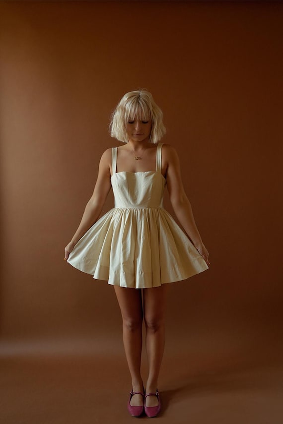 short dress into romper Head Over Heels Romper Mini Dress - White