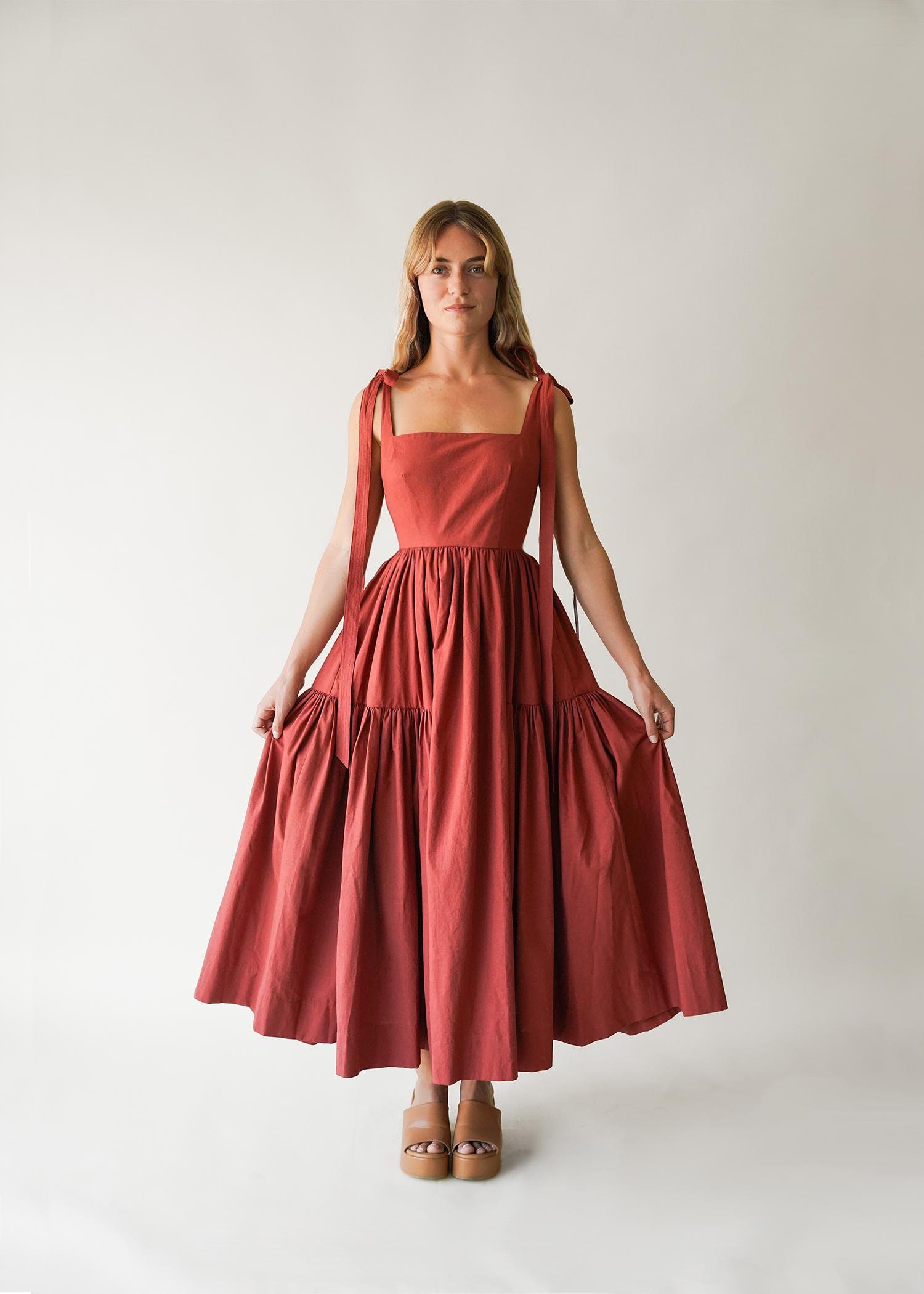 layered tulle prom dress Elegant Rust Tiered Ruffles Tulle Prom Dress – FancyVestido