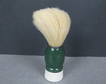 Vintage shaving brush with natural bristles and painted wooden handle. Vintage male grooming. Mancave essentials. Wetshave brush