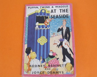 Rare vintage childrens book - Puffin, Twink & Waggle at the Seaside. Lovely colour plates in this charming  WWll book