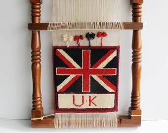 Vintage carpet hand loom with union jack handmade wool carpet. Great display piece - UK flag.