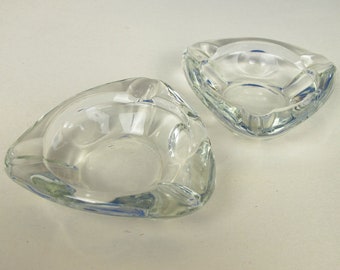 Pair vintage French triangular glass ashtrays