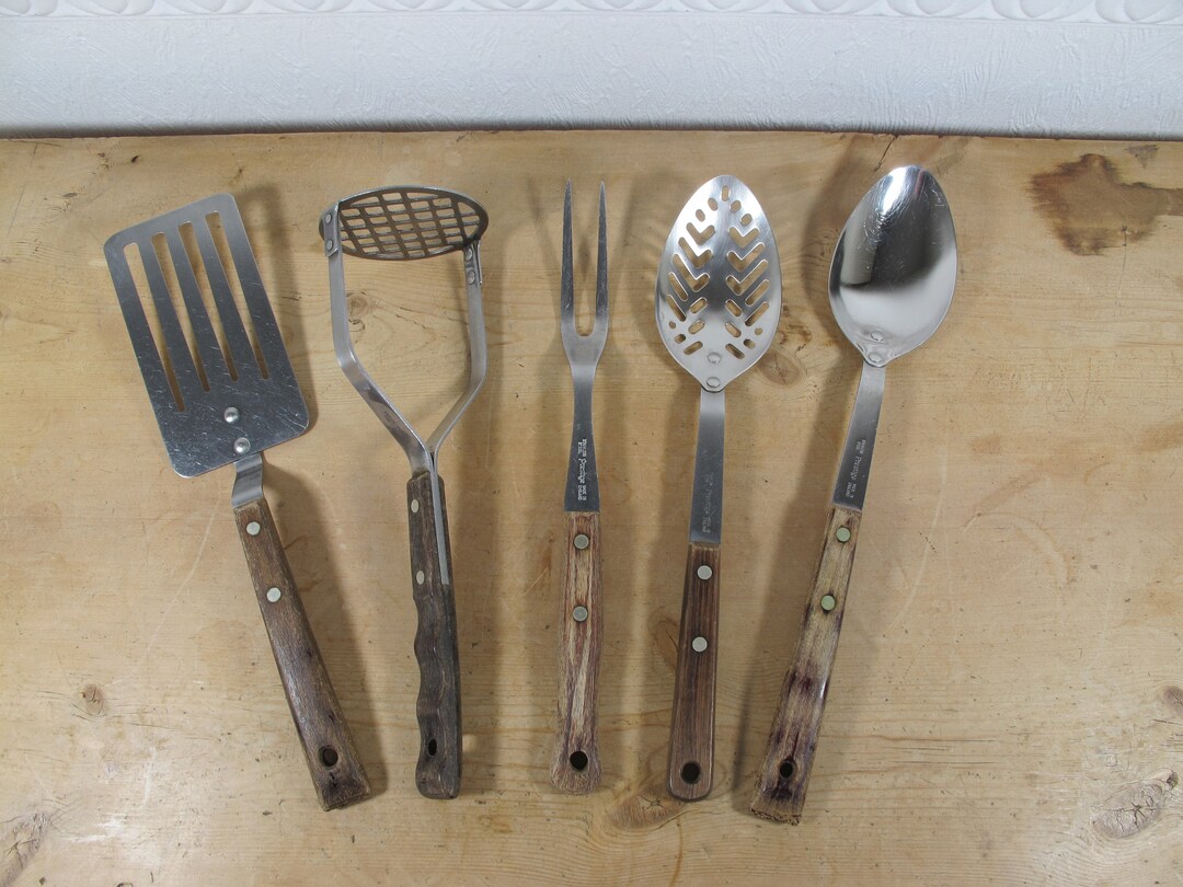 Prestige Kitchen Utensil Set. Five Utensils. Wooden Handle Etsy