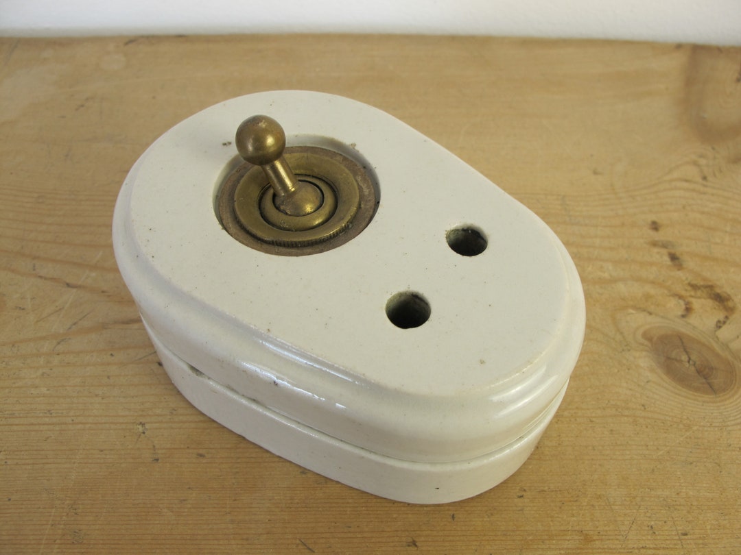 Vintage Switch.brass and Ceramic. Made in England - Two Pin Electical ...