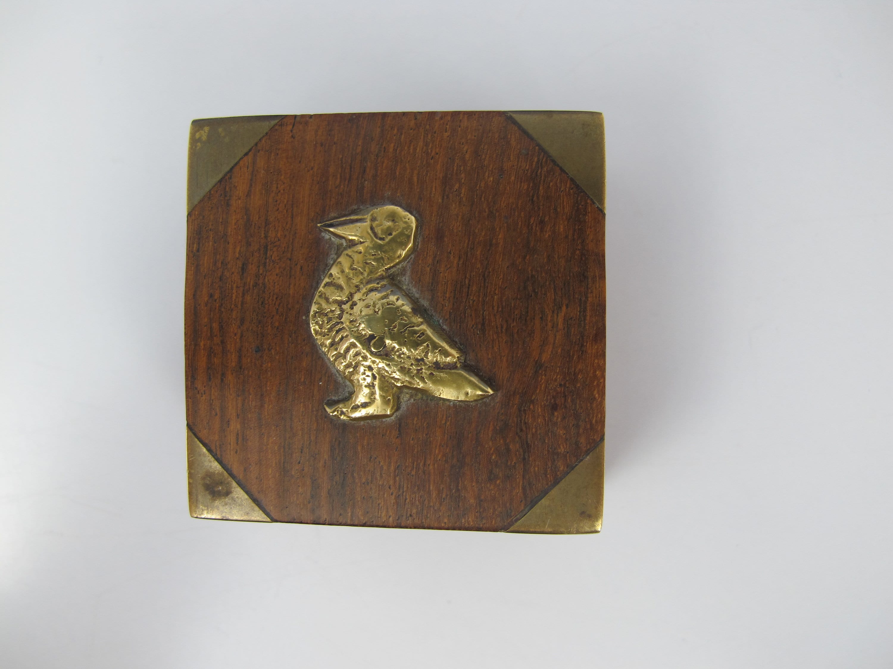 Boîte à Bijoux Vintage En Bois Et Laiton - Décor Oiseaux En Résine - Fait Main - Occasion