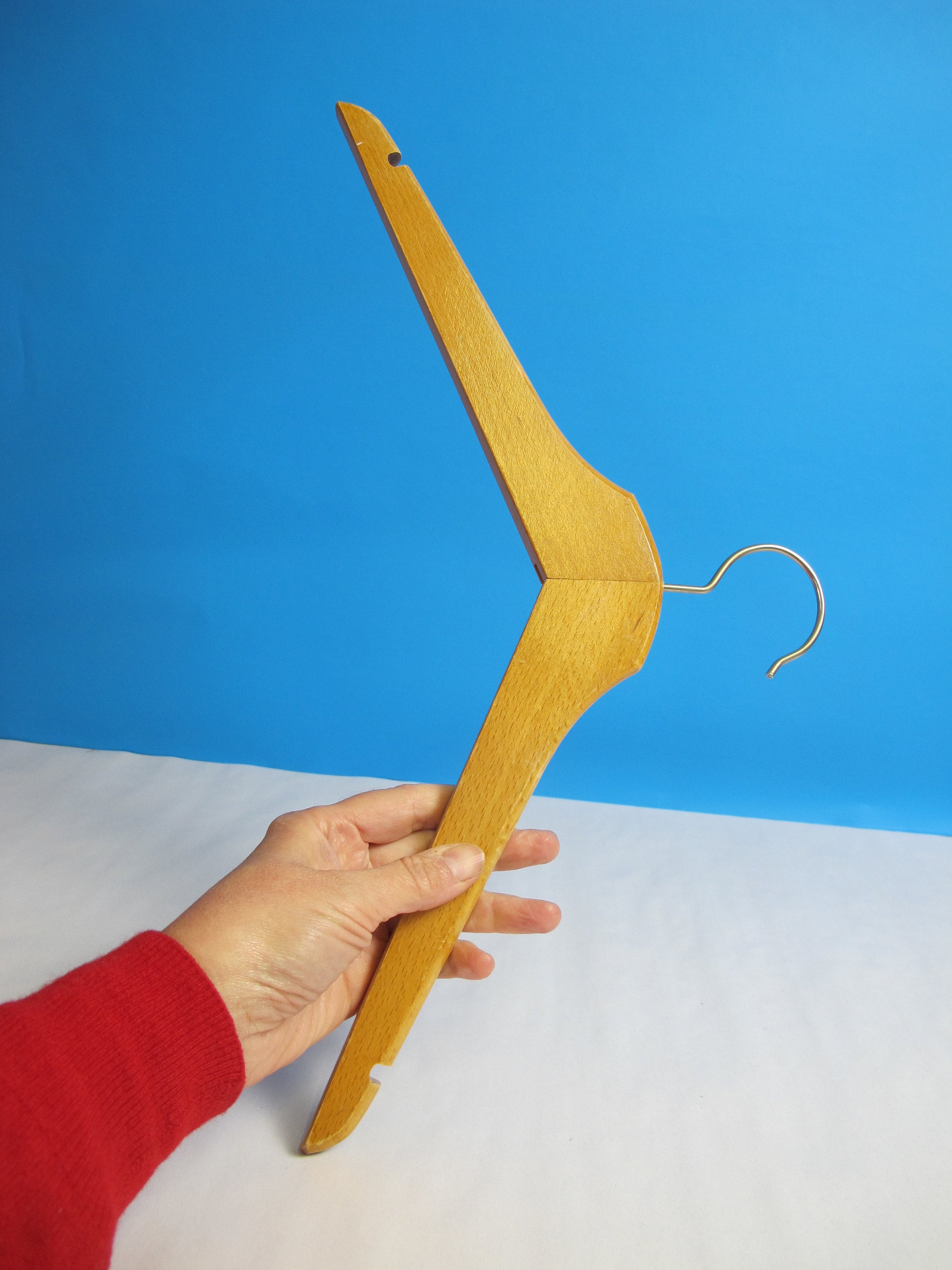 Vintage Wooden Coat Hanger. Unusual Shape With Loop Grooves Etsy UK