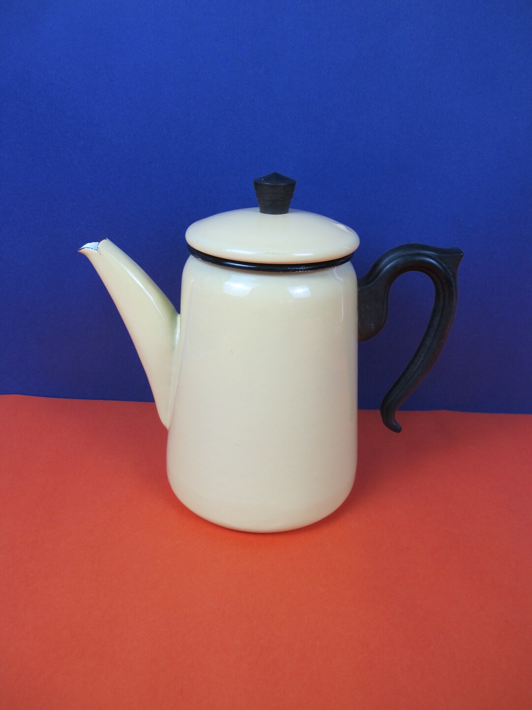 Vintage Yellow Enamel Coffee Pot. Lovely Yellow Enamel With Etsy