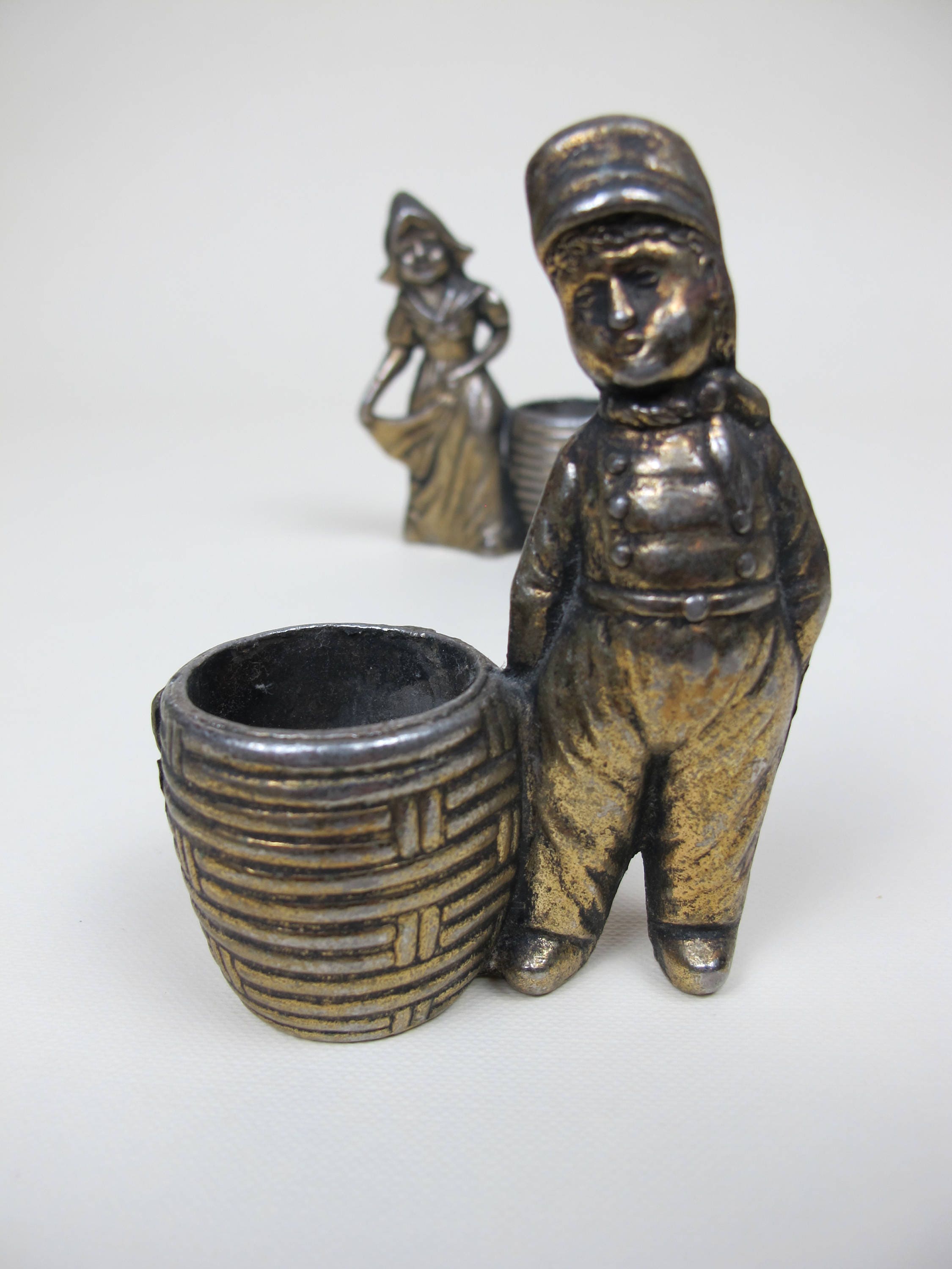 Vintage brass match holders. Pair Dutch style man and woman Etsy