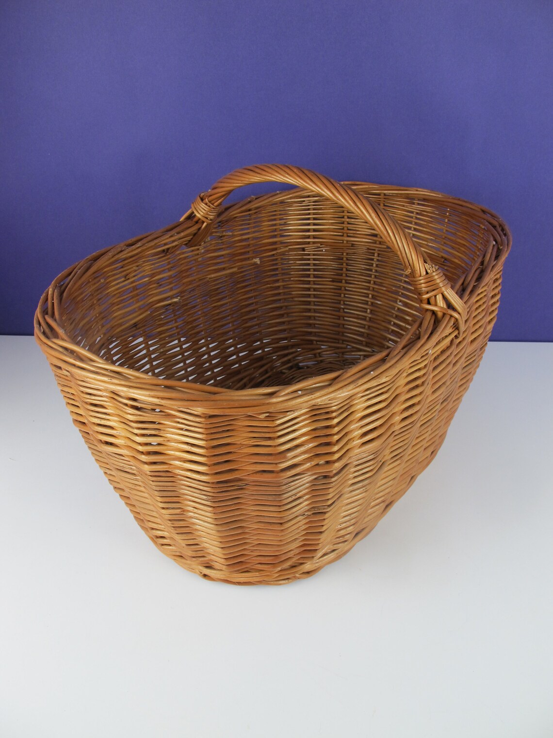 Vintage large wicker shopping basket. Traditional oval shaped Etsy