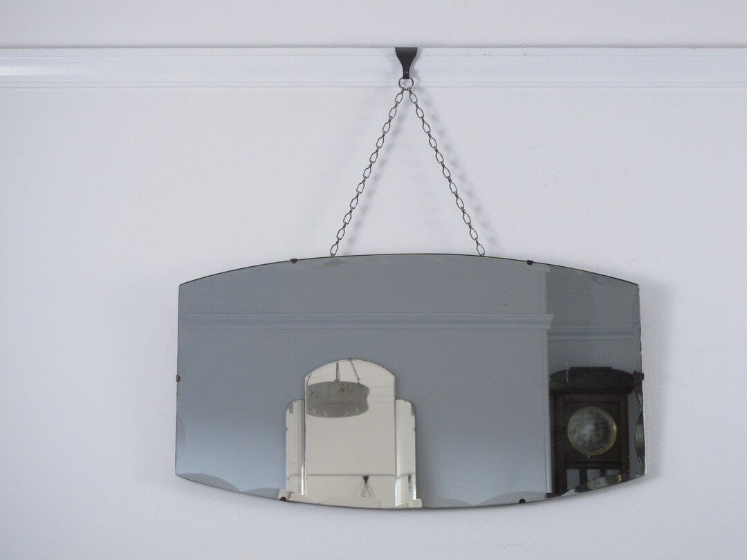Art Deco Mirror. Bevelled Edge Frameless Curved Wall Mirror. Etsy