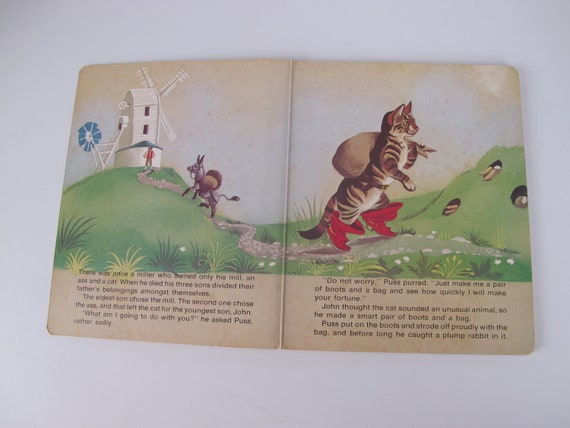 長靴をはいた猫 - ヴィンテージボードブック。1984年、素晴らしい