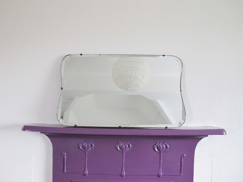 Vintage Beveled Edge Frame Less Mirror Art Deco Vintage Beveled Edge Frame Less Mirror