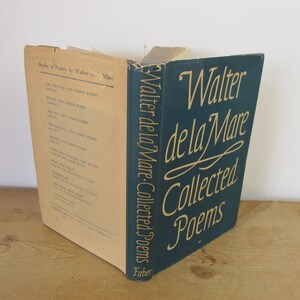 Vintage book - Walter de la Mare - Collected Poems. Published 1942, hardback original dust jacket