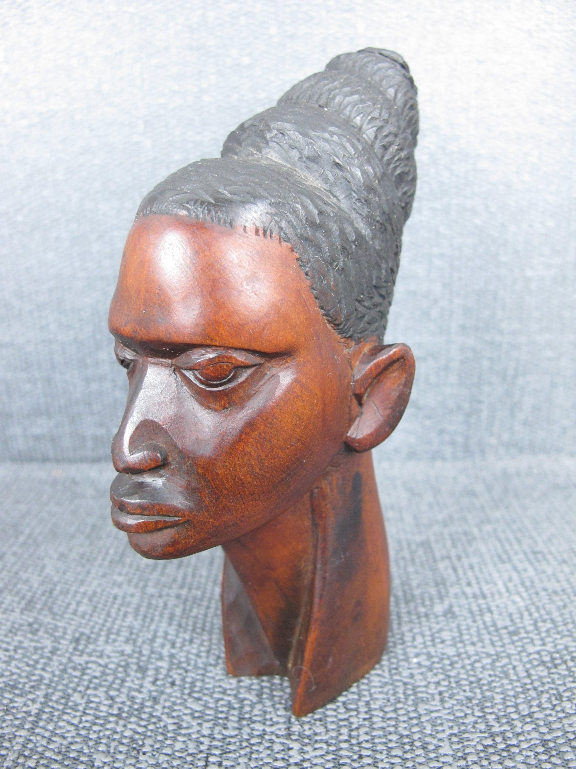 Vintage African carved wooden head. African hardwood. Tribal Etsy