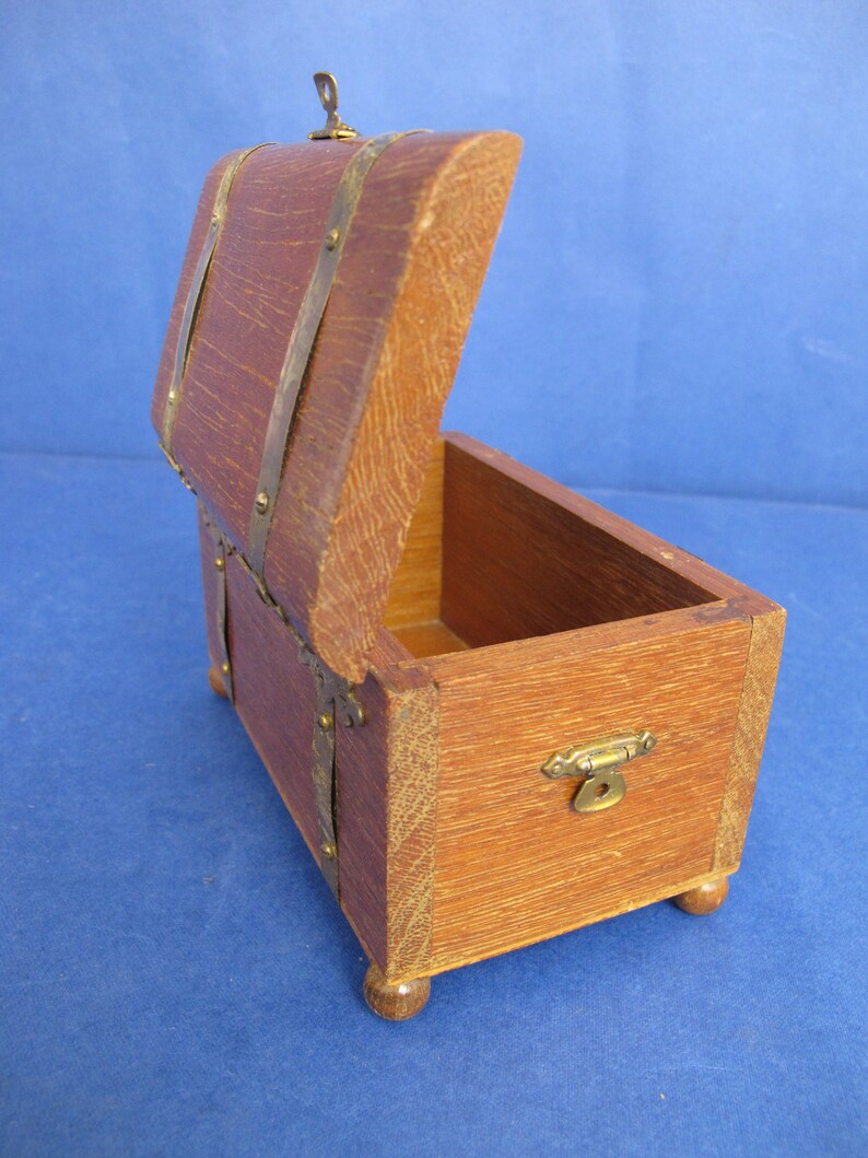 Vintage Oak Treasure Chest With Hinged Lid. Keepsake Box. Etsy