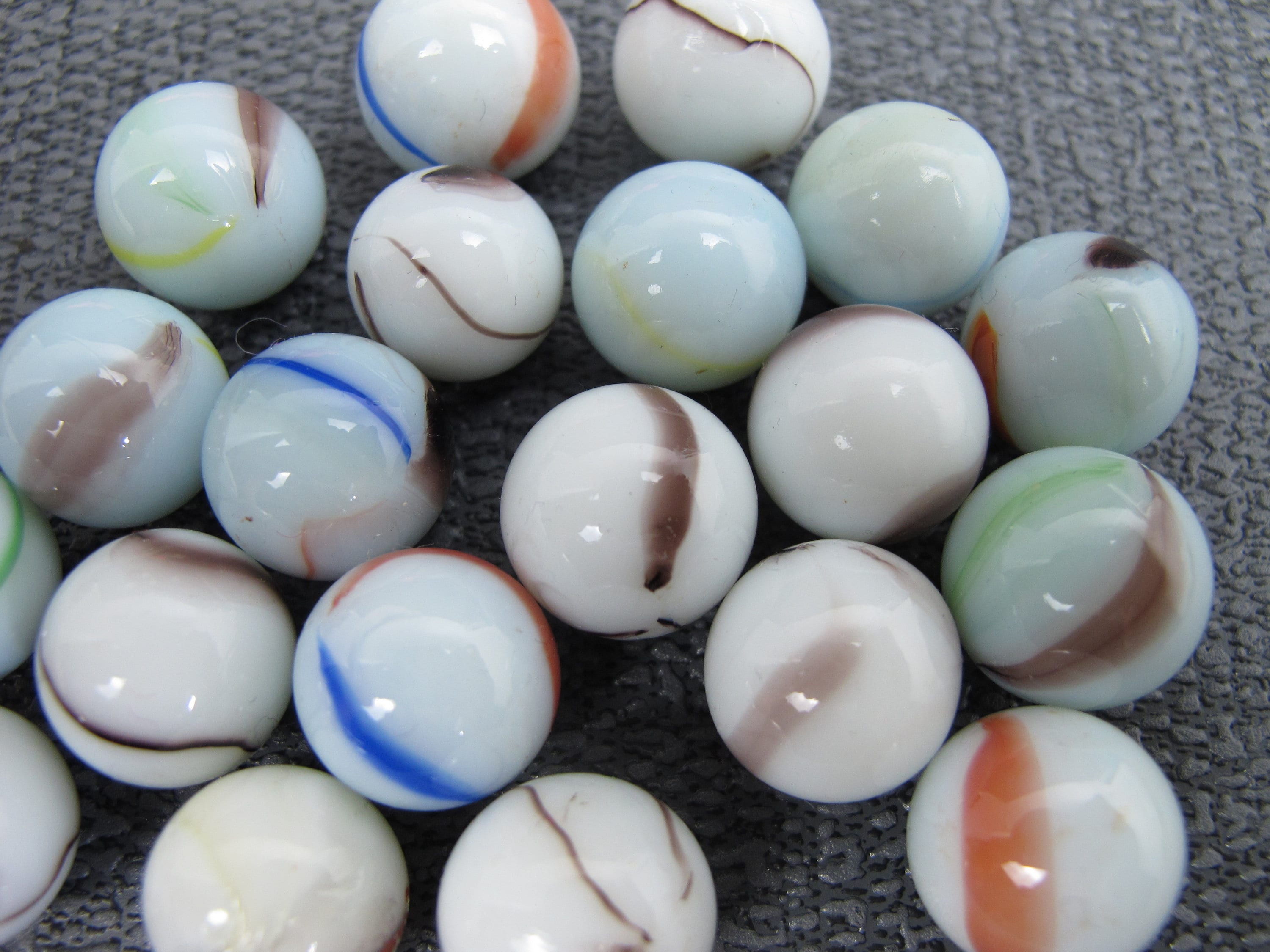 Vintage Collection of 20 Opaque White Glass Marbles. Lovely Etsy UK