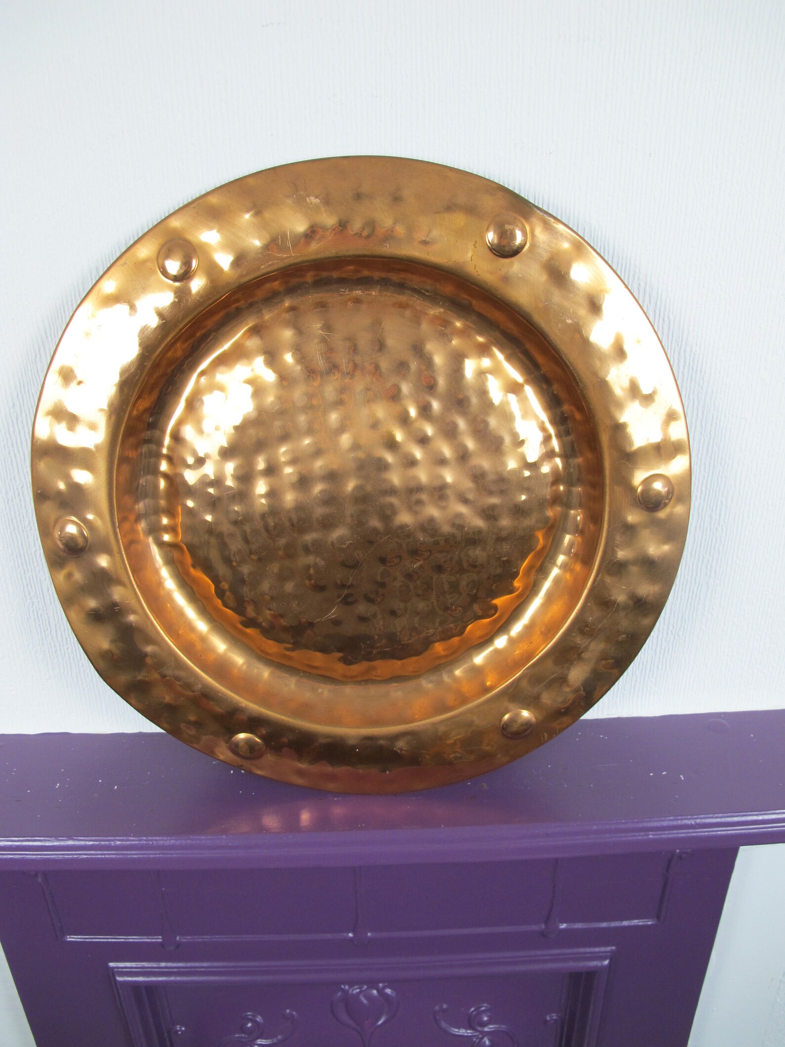 Vintage Round Copper Charger. Simple Hammered Design. Arts and Etsy