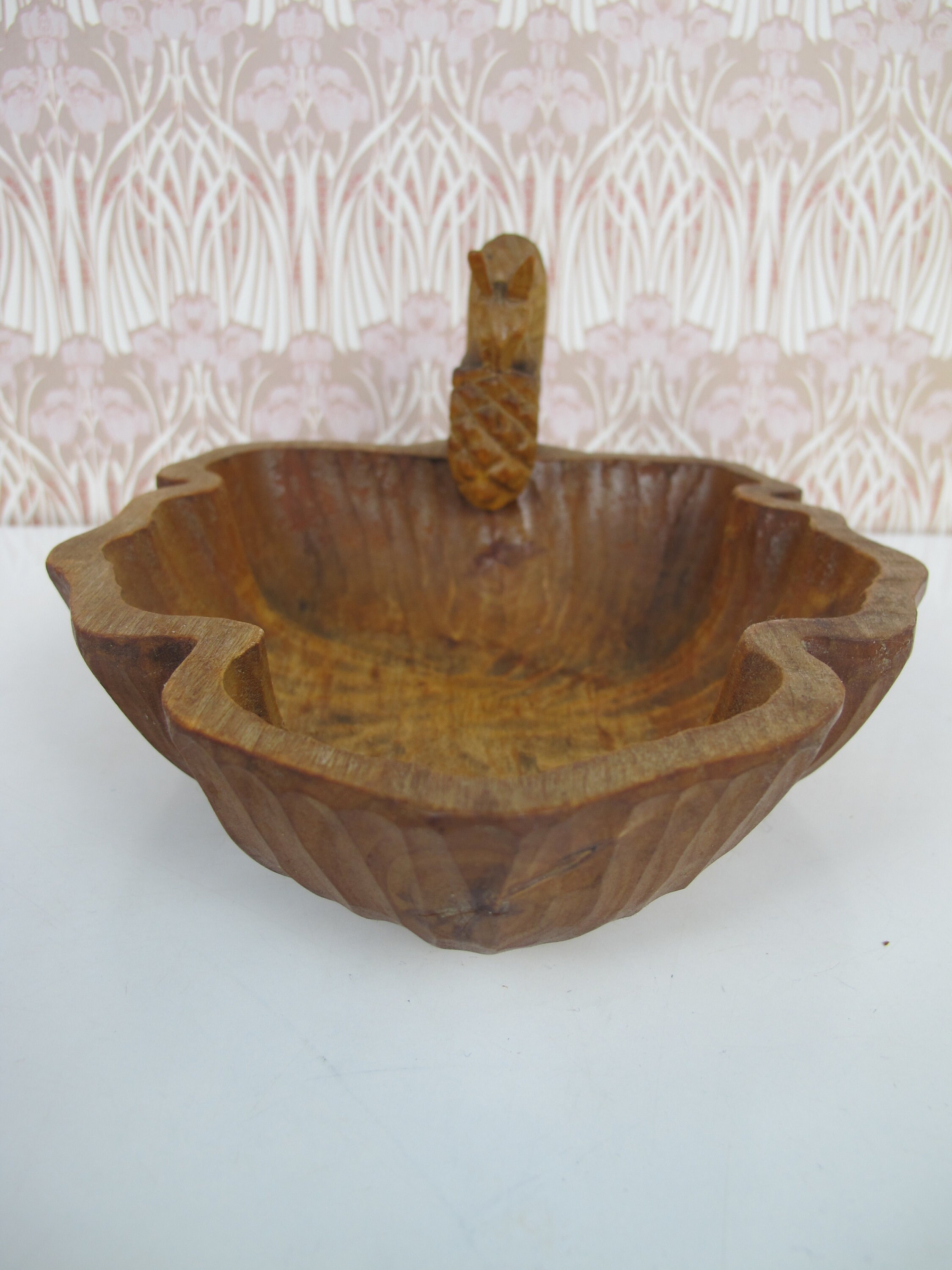 Vintage Mid Century wooden nut dish. Hand carved wooden Etsy