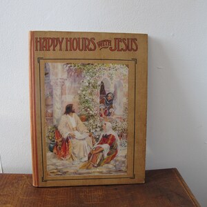 Fröhliche Stunden mit Jesus. Vintage illustriertes christliches Buch. Prägepreis für Besuch 1920er Jahre
