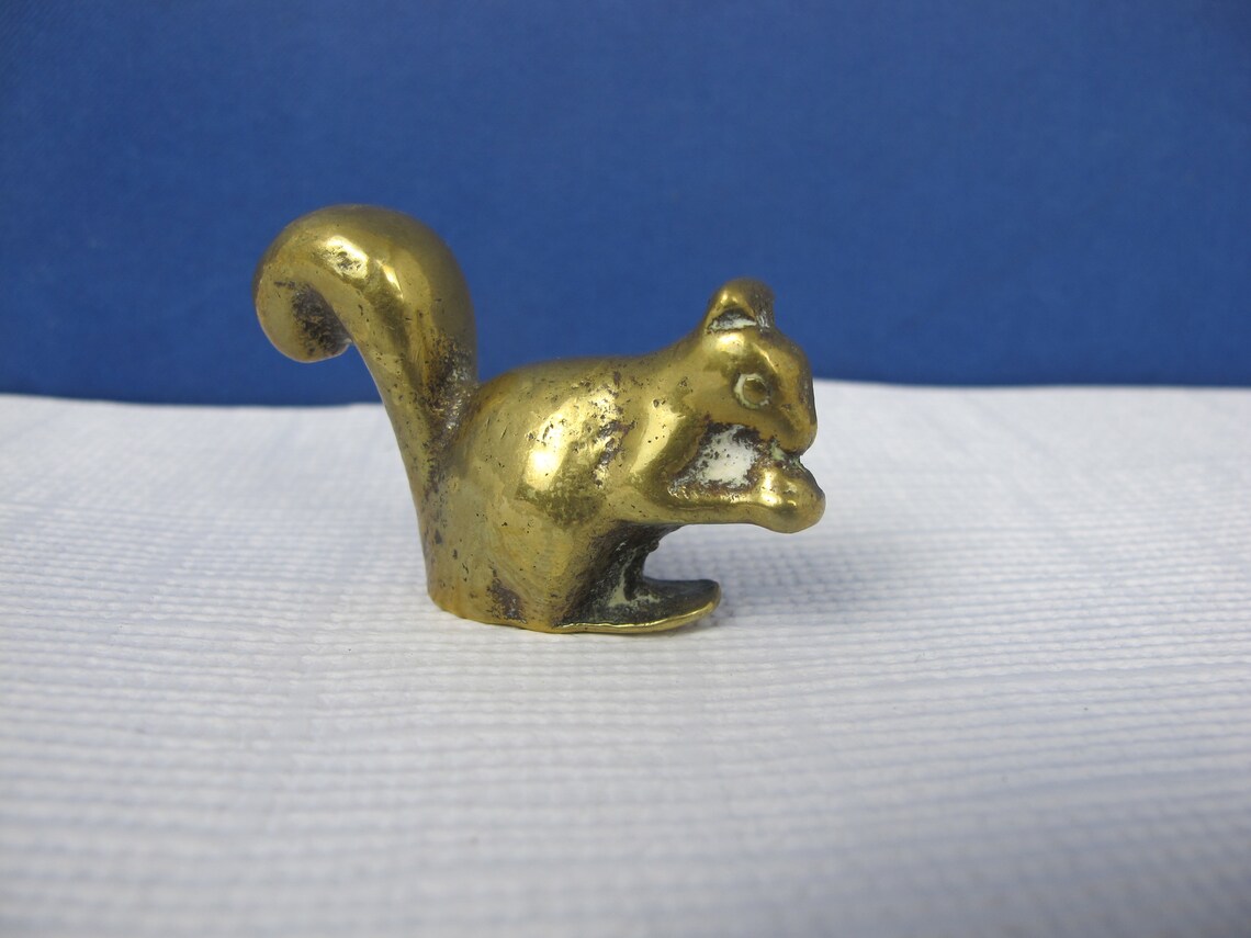 Vintage small brass squirrel. Small brass paperweight or Etsy
