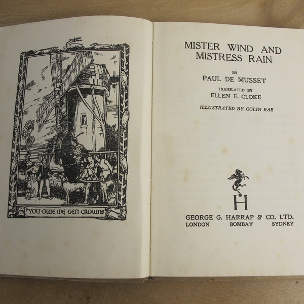 Mister Wind and Mistress Rain by Paul de Musset, illustrated by Colin Rae - translated from the French by Ellen Cloke 1935 edition