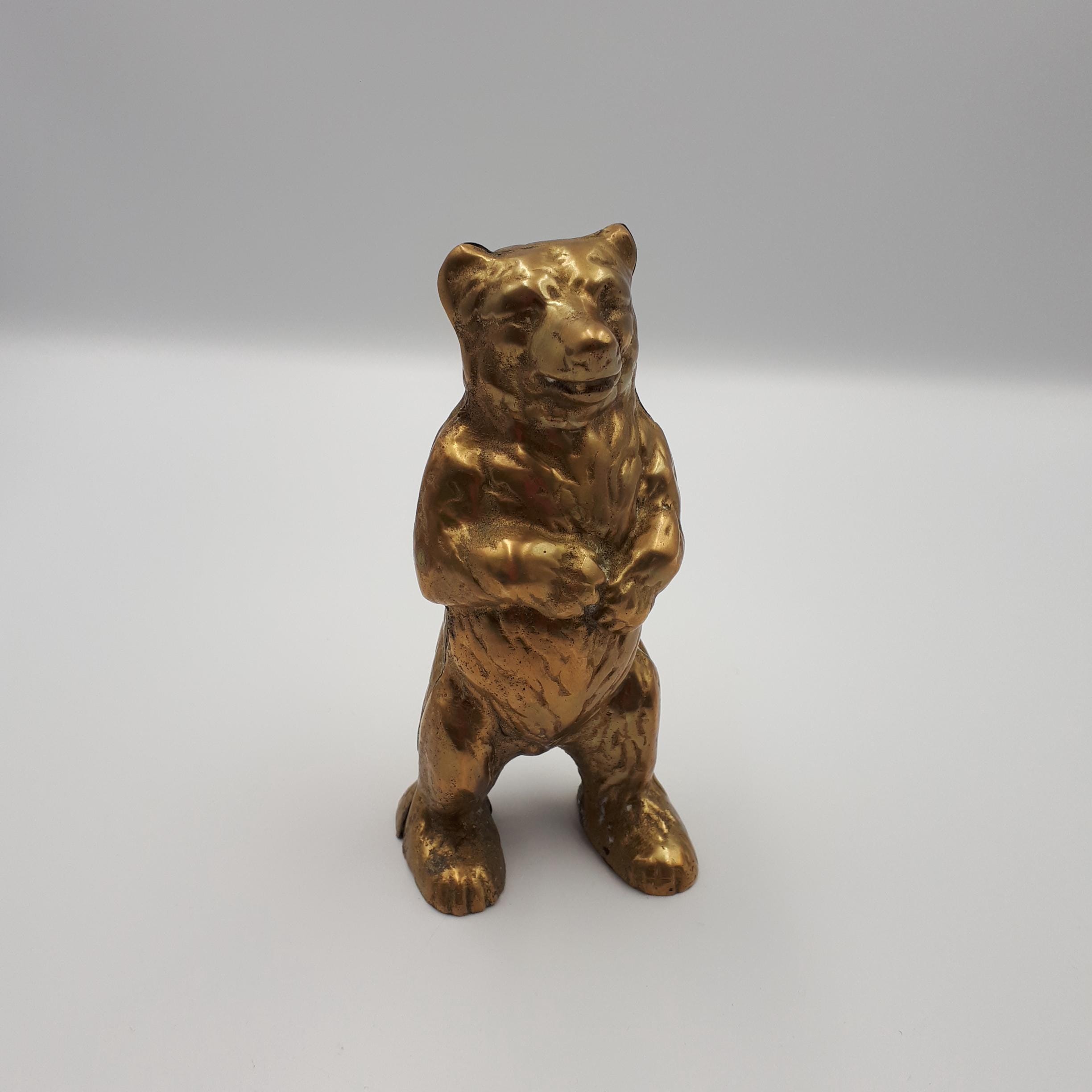 Vintage brass Bear piggy bank. 5.75 inches tall.