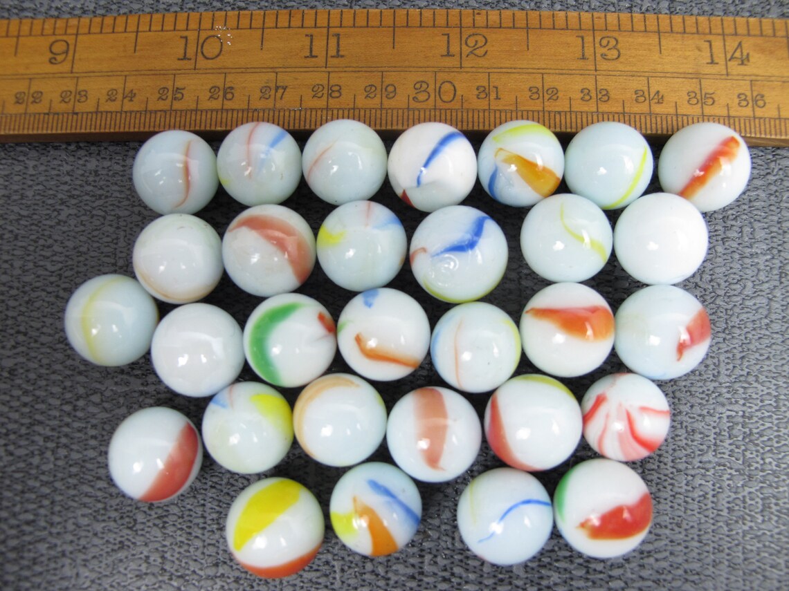 Vintage Collection of 30 Glass Marbles. Lovely Opaque White Etsy
