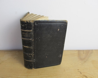 Libro de oración común antiguo de 1863, cuero negro con borde dorado