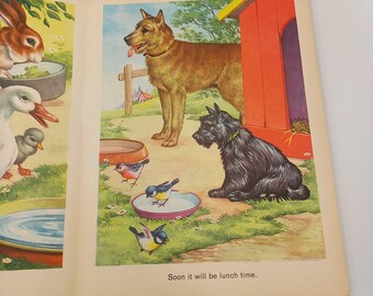 On the Farm. 1960s picture board book. Lovely illustrations.