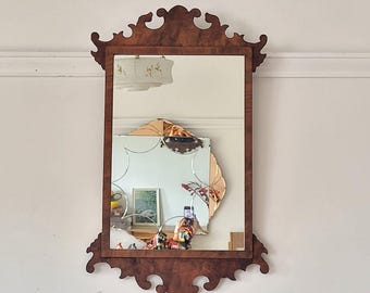 Antique wooden framed fretwork mirror. Georgian style, probably from the early 20th Century