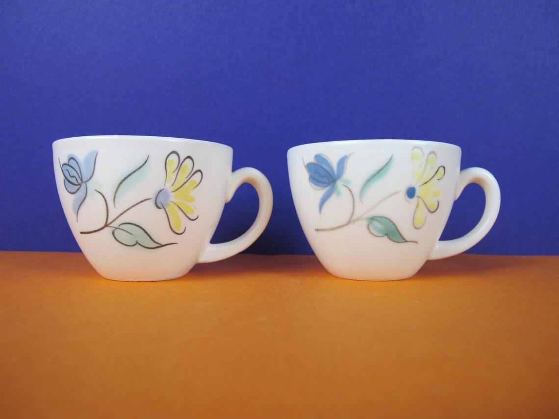 Poole Pottery set of two espresso cups and saucers. Trudiana Etsy