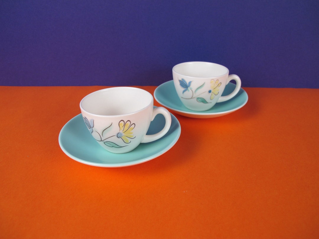 Poole Pottery Set of Two Espresso Cups and Saucers. Trudiana Etsy