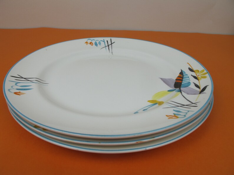 Stunning Art Deco Grays Pottery plates x 3 Hand Painted ceramics 1930s English ceramics 22.5cm diameter A535-1932 Great colours