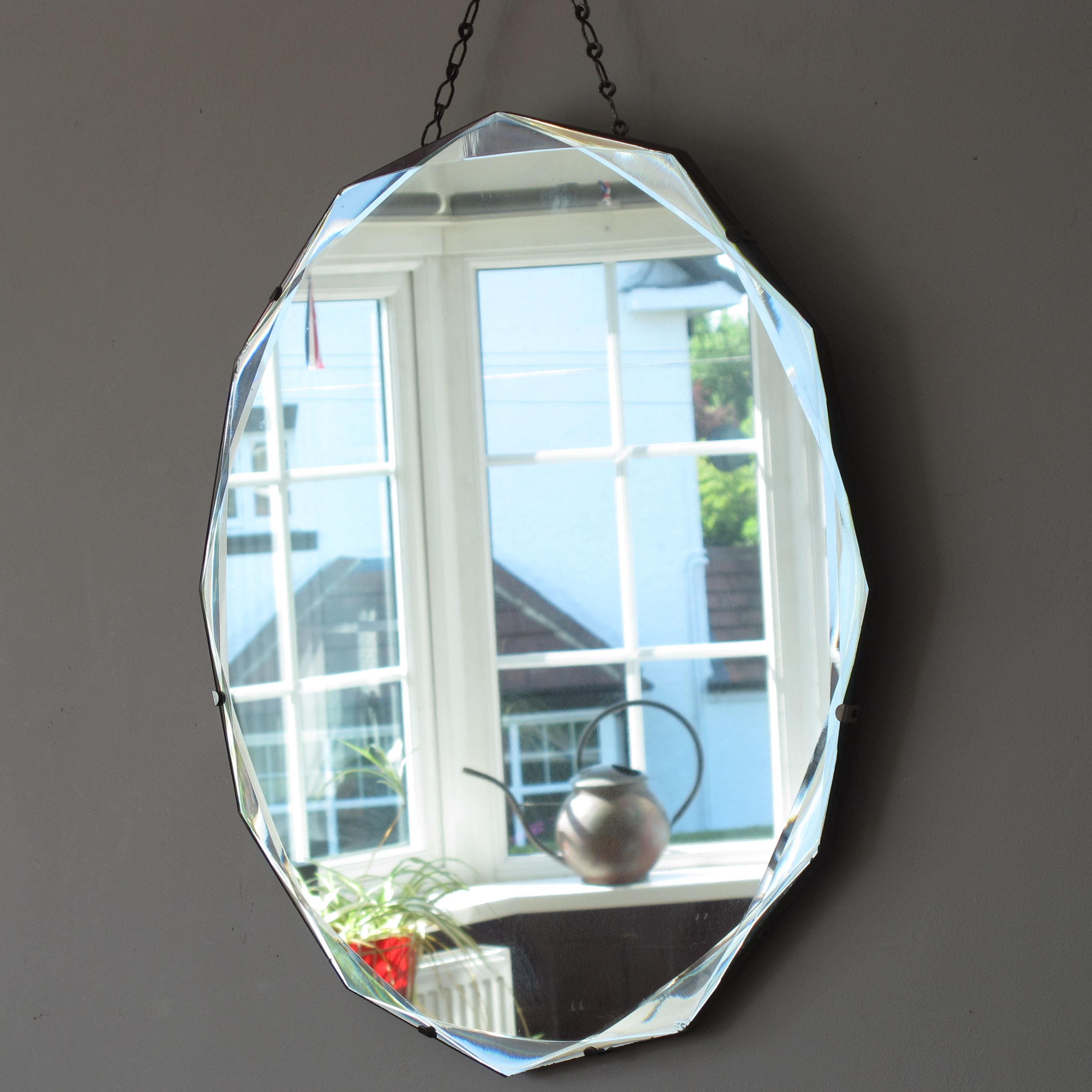 Antique Round Beveled Mirror - Etsy