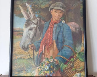 A Berkshire Lad by Helen Mackenzie - framed print under glass 32cm x 29.5cm