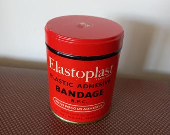Vintage Elastoplast bandage tin.  Made in England. Medical advertising tin. Smith and Nephew