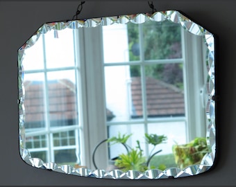Art Deco Beveled Frameless Mirror - 1930s Vintage