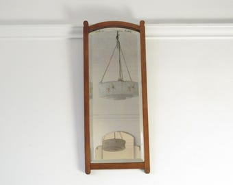 Tall Wood Framed Mirror - Arts and Crafts Bevelled Glass