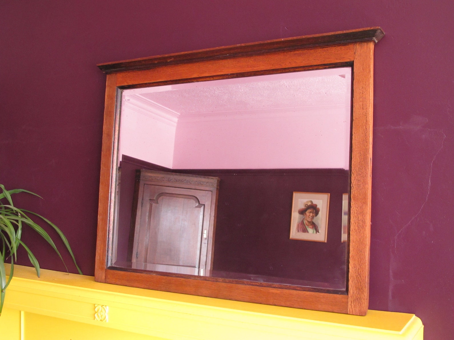 Antique Wooden Framed Mirror. Oak Framed Rectangular Mirror Etsy