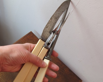 Set da intaglio vintage Harrison Fisher: coltello, forchetta e temperino in acciaio Sheffield