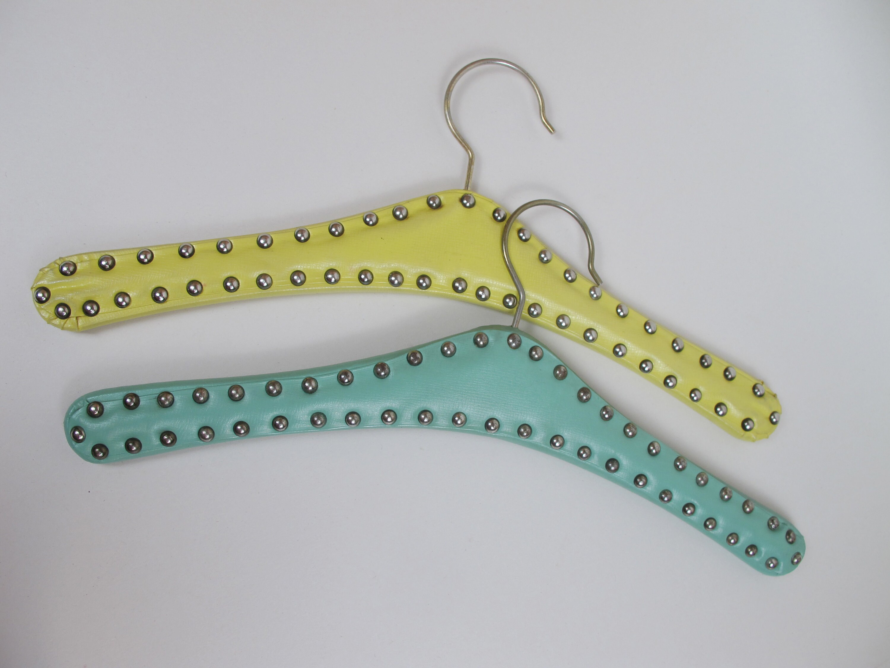 Vintage Coat Hangers. Pair of Vinyl Studded Coat Hangers Etsy
