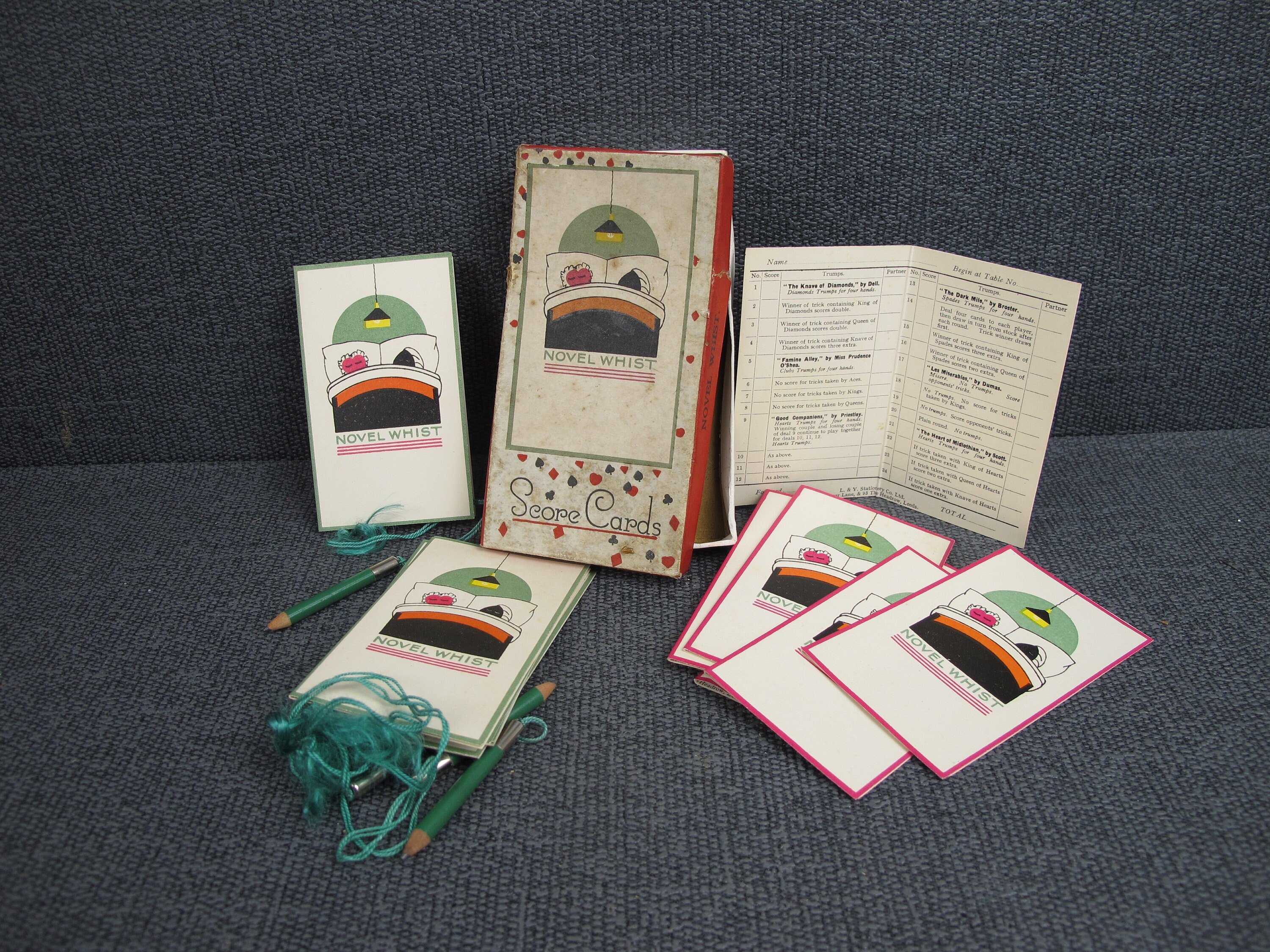 Set of Vintage 'novel Whist' Score Cards. 12 Cards in Total