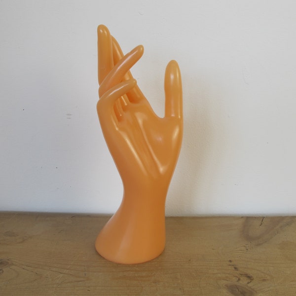 Vintage plastic hand. Mannequin hand, Jewellery display. 8.25 inches high