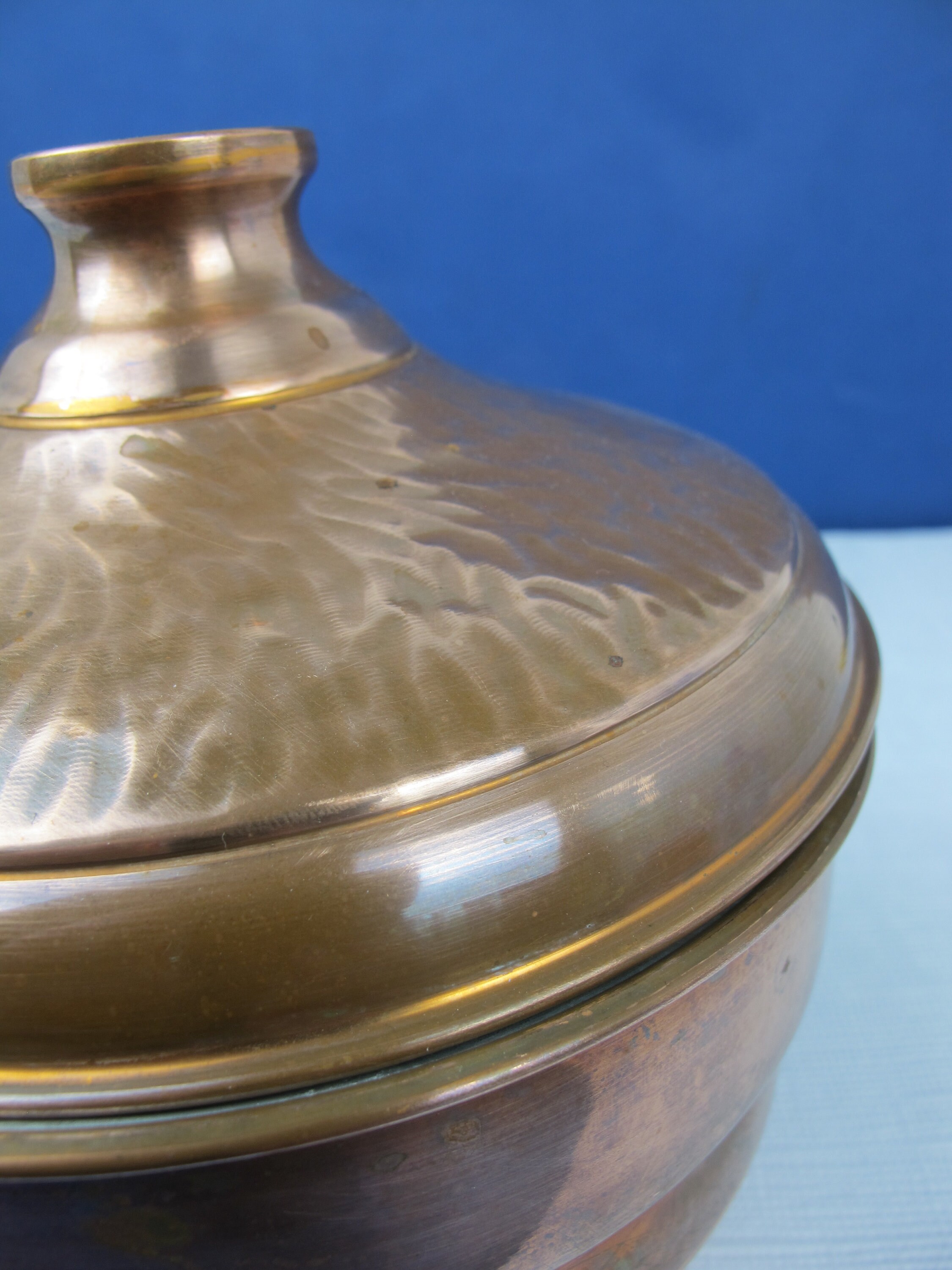 Vintage copper ice bucket. Lovely banded design with aluminium Etsy